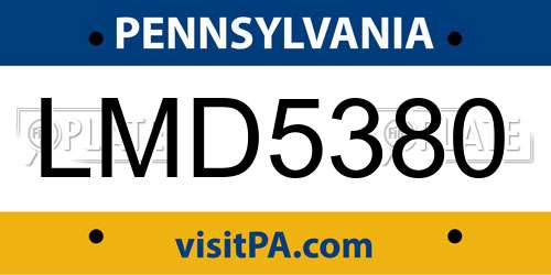 LMD5380 Pennsylvania License Plate
