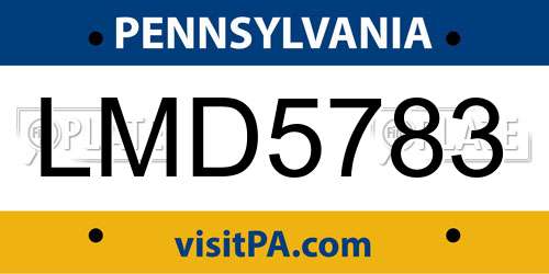 LMD5783 Pennsylvania License Plate