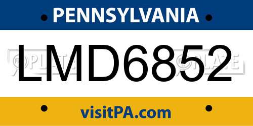 LMD6852 Pennsylvania License Plate