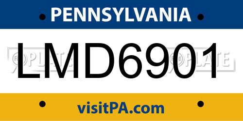 LMD6901 Pennsylvania License Plate