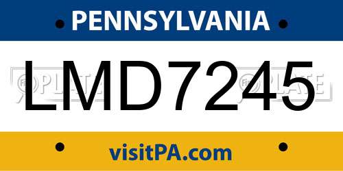 LMD7245 Pennsylvania License Plate