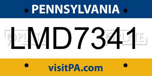 LMD7341 Pennsylvania License Plate