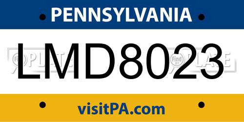 LMD8023 Pennsylvania License Plate