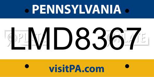 LMD8367 Pennsylvania License Plate