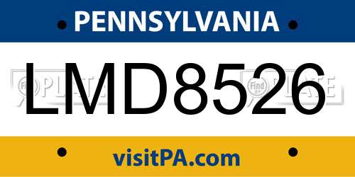 LMD8526 Pennsylvania License Plate