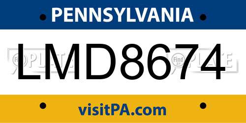 LMD8674 Pennsylvania License Plate