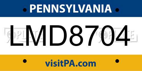 LMD8704 Pennsylvania License Plate