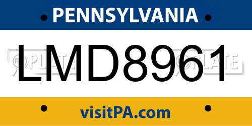 LMD8961 Pennsylvania License Plate