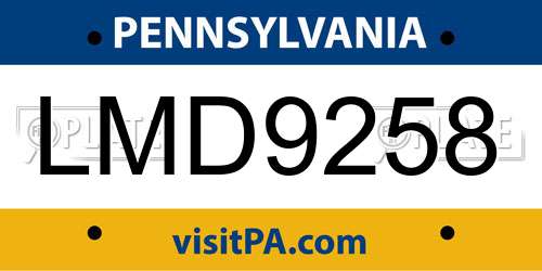 LMD9258 Pennsylvania License Plate