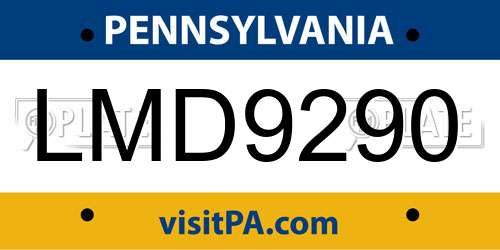 LMD9290 Pennsylvania License Plate