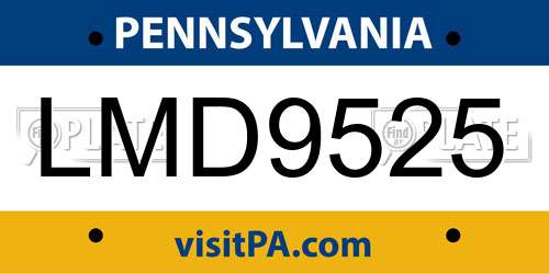 LMD9525 Pennsylvania License Plate