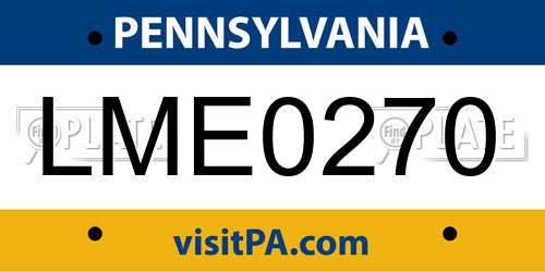 LME0270 Pennsylvania License Plate