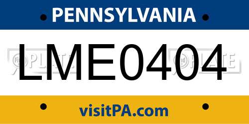 LME0404 Pennsylvania License Plate