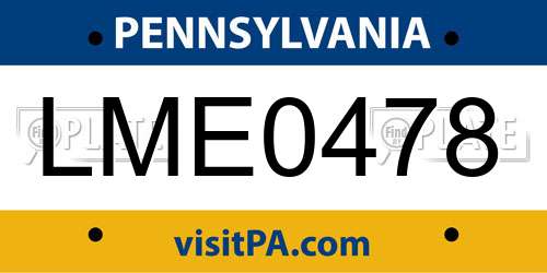 LME0478 Pennsylvania License Plate