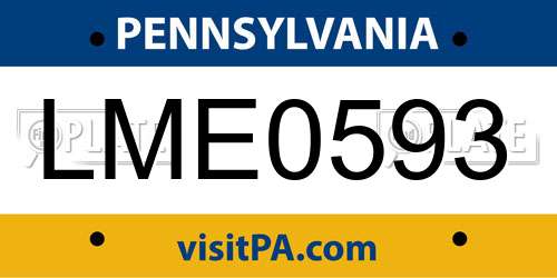 LME0593 Pennsylvania License Plate
