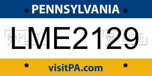 LME2129 Pennsylvania License Plate