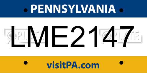 LME2147 Pennsylvania License Plate