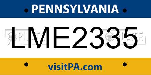 LME2335 Pennsylvania License Plate