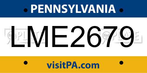 LME2679 Pennsylvania License Plate