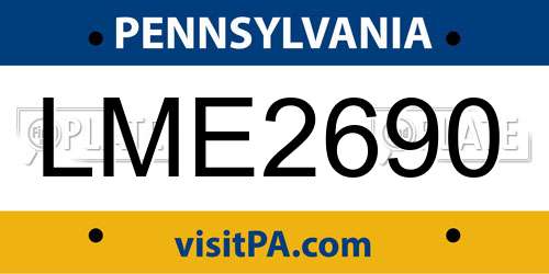 LME2690 Pennsylvania License Plate