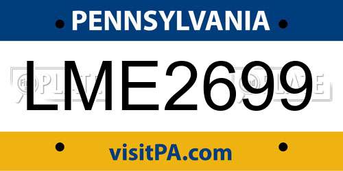 LME2699 Pennsylvania License Plate