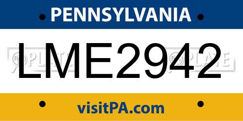 LME2942 Pennsylvania License Plate