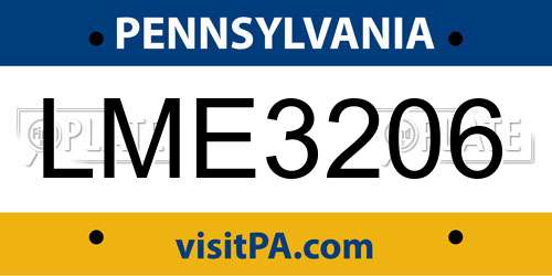 LME3206 Pennsylvania License Plate