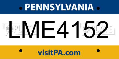LME4152 Pennsylvania License Plate