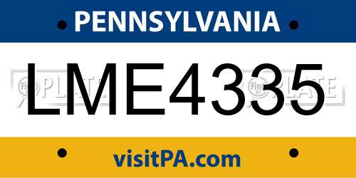 LME4335 Pennsylvania License Plate