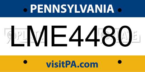 LME4480 Pennsylvania License Plate