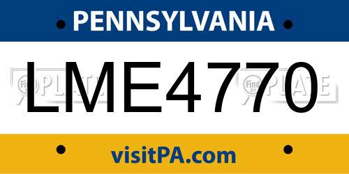 LME4770 Pennsylvania License Plate