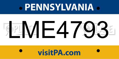 LME4793 Pennsylvania License Plate