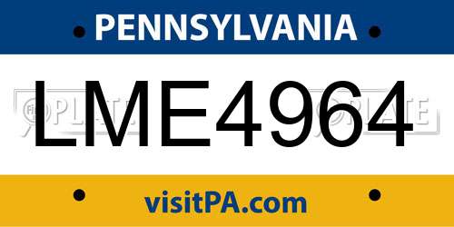 LME4964 Pennsylvania License Plate