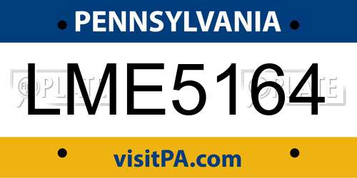 LME5164 Pennsylvania License Plate
