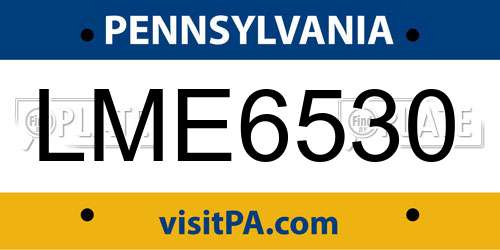 LME6530 Pennsylvania License Plate