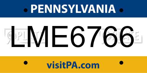 LME6766 Pennsylvania License Plate