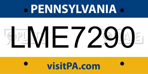LME7290 Pennsylvania License Plate