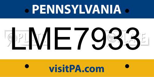 LME7933 Pennsylvania License Plate