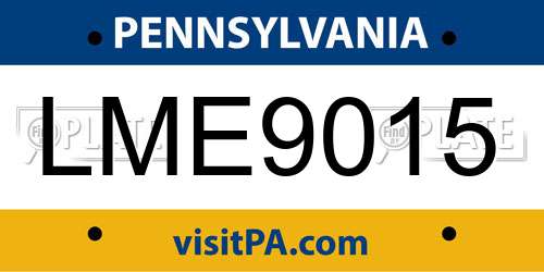 LME9015 Pennsylvania License Plate