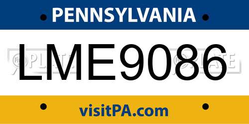 LME9086 Pennsylvania License Plate