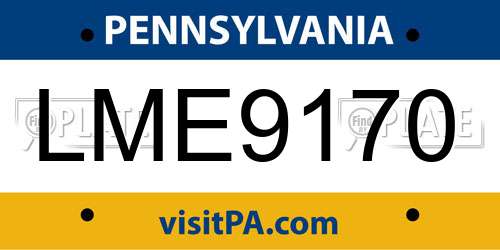 LME9170 Pennsylvania License Plate