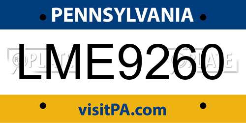 LME9260 Pennsylvania License Plate