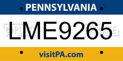 LME9265 Pennsylvania License Plate