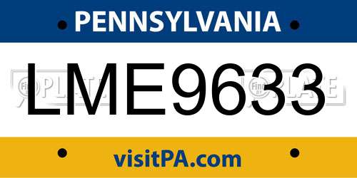 LME9633 Pennsylvania License Plate