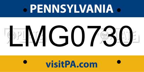LMG0730 Pennsylvania License Plate