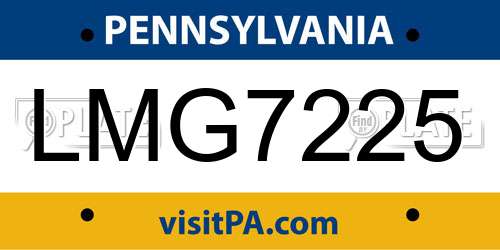 LMG7225 Pennsylvania License Plate