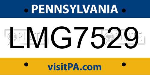 LMG7529 Pennsylvania License Plate