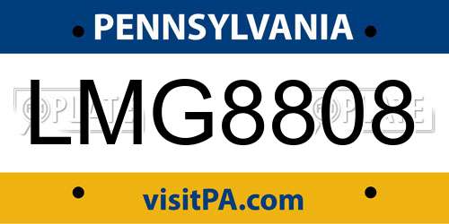 LMG8808 Pennsylvania License Plate