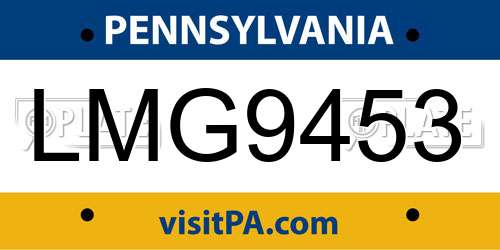 LMG9453 Pennsylvania License Plate