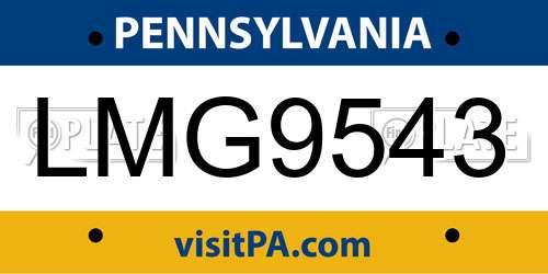 LMG9543 Pennsylvania License Plate
